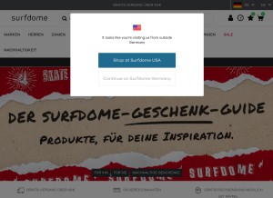 How surfdome.de looks like on a tablet such as an iPad.