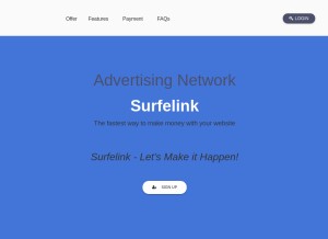 How surfelink.xyz looks like on a tablet such as an iPad.