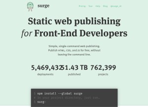 How surge.sh looks like on a tablet such as an iPad.