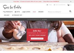 How surlatable.com looks like on a tablet such as an iPad.