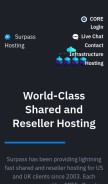 How surpasshosting.com looks like on a mobile device such as an iPhone.