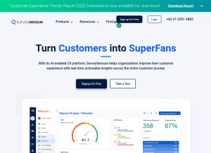 How surveysensum.com looks like on a tablet such as an iPad.