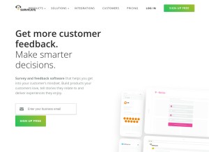 How survicate.com looks like on a tablet such as an iPad.