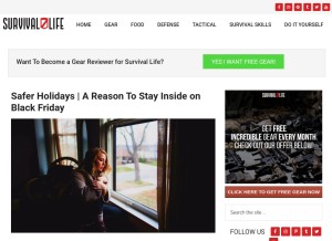 How survivallife.com looks like on a tablet such as an iPad.