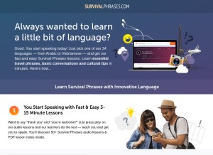 How survivalphrases.com looks like on a tablet such as an iPad.