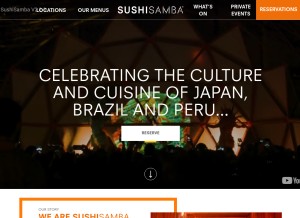 How sushisamba.com looks like on a tablet such as an iPad.