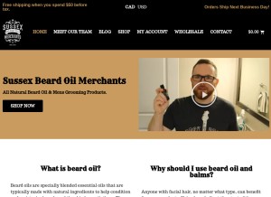 How sussexbeard.com looks like on a tablet such as an iPad.