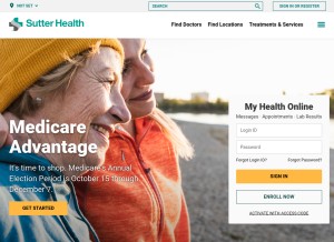 How sutterhealth.org looks like on a tablet such as an iPad.