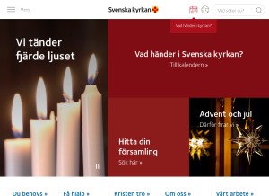 How svenskakyrkan.se looks like on a tablet such as an iPad.