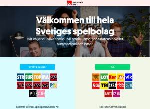 How svenskaspel.se looks like on a tablet such as an iPad.