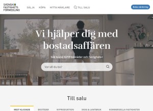 How svenskfast.se looks like on a tablet such as an iPad.