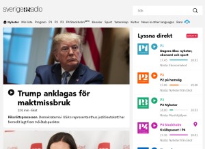How sverigesradio.se looks like on a tablet such as an iPad.