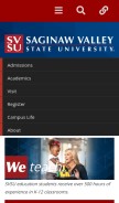 How svsu.edu looks like on a mobile device such as an iPhone.