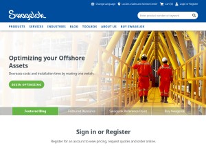 How swagelok.com looks like on a tablet such as an iPad.