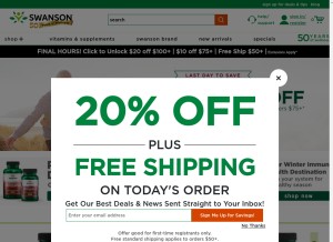 How swansonvitamins.com looks like on a tablet such as an iPad.