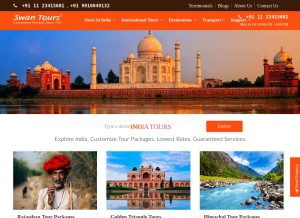 How swantour.com looks like on a tablet such as an iPad.