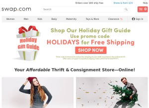 How swap.com looks like on a tablet such as an iPad.