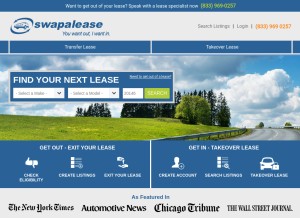 How swapalease.com looks like on a tablet such as an iPad.