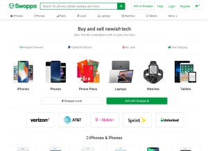 How swappa.com looks like on a tablet such as an iPad.