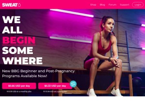 How sweat.com looks like on a tablet such as an iPad.