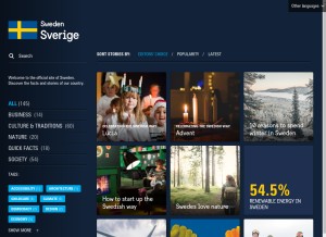 How sweden.se looks like on a tablet such as an iPad.