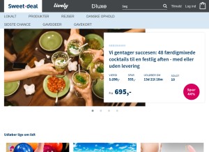 How sweetdeal.dk looks like on a tablet such as an iPad.