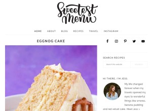 How sweetestmenu.com looks like on a tablet such as an iPad.