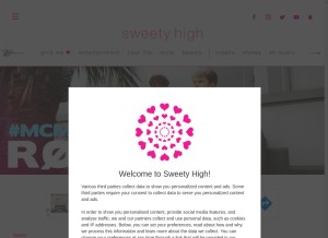 How sweetyhigh.com looks like on a tablet such as an iPad.