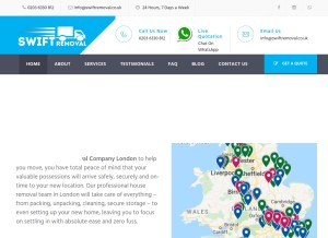 How swiftremoval.co.uk looks like on a tablet such as an iPad.
