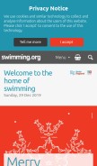 How swimming.org looks like on a mobile device such as an iPhone.