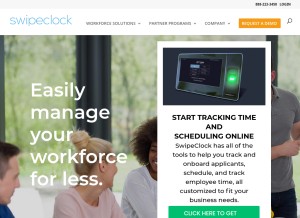 How swipeclock.com looks like on a tablet such as an iPad.