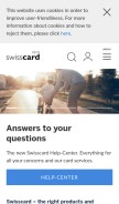 How swisscard.ch looks like on a mobile device such as an iPhone.