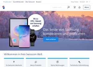 How swisscom.ch looks like on a tablet such as an iPad.