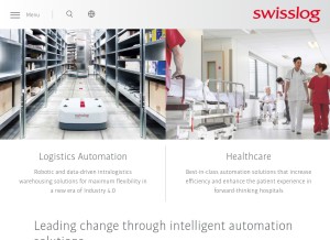 How swisslog.com looks like on a tablet such as an iPad.