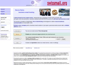 How swissmail.org looks like on a tablet such as an iPad.