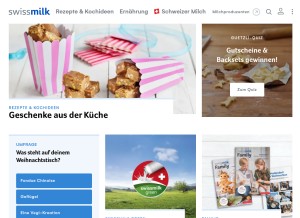 How swissmilk.ch looks like on a tablet such as an iPad.