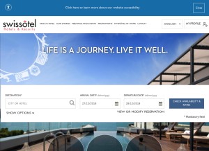 How swissotel.com looks like on a tablet such as an iPad.