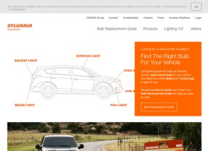 How sylvania-automotive.com looks like on a tablet such as an iPad.