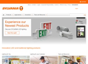 How sylvania.com looks like on a tablet such as an iPad.