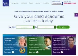 How sylvanlearning.com looks like on a tablet such as an iPad.