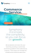 How symphonycommerce.com looks like on a mobile device such as an iPhone.