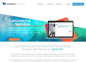 How symphonycommerce.com looks like on a tablet such as an iPad.