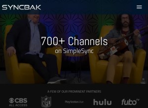 How syncbak.com looks like on a tablet such as an iPad.