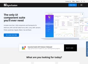 How syncfusion.com looks like on a tablet such as an iPad.