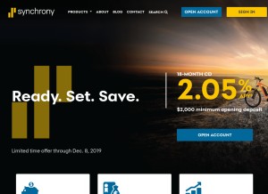How synchronybank.com looks like on a tablet such as an iPad.