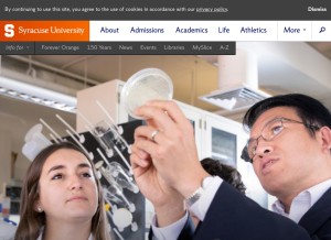 How syracuse.edu looks like on a tablet such as an iPad.