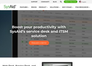 How sysaid.com looks like on a tablet such as an iPad.