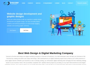 How syscorp.in looks like on a tablet such as an iPad.