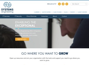 How syseng.com looks like on a tablet such as an iPad.