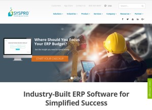 How syspro.com looks like on a tablet such as an iPad.